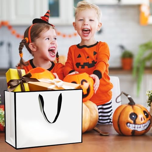Xloey Extra Large Gift Bags,3Pcs 17"x5.5"x12.6" White and Black Gift Bags with Handles,Kraft Paper Shopping Bags with Ribbon Handles,Gift Wrap Bags for Wedding,Birthday,Christmas,Anniversary (White-3pcs) - Image 5