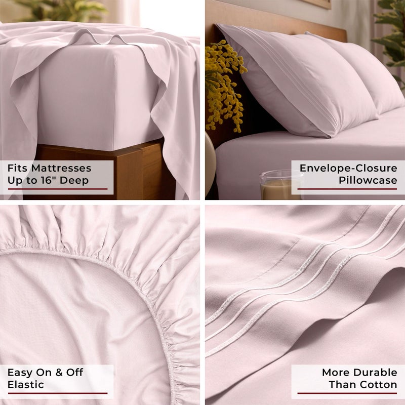 Mellanni Full Sheets Set - 4 PC Iconic Collection Bedding - Hotel Luxury, Extra Soft, Cooling Bed Sheets - Wrinkle, Fade, Stain Resistant (Full, Blush Pink) - Image 5