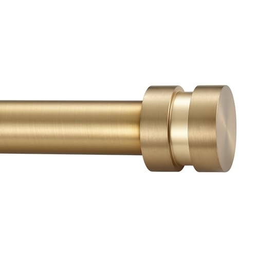 Joodxoe 16-86 inch Long Adjustable Warm Gold Curtain Rods,1 inch Diameter Splicing Heavy Duty Rod Set with Aluminum Finals for Windows, Door, Drapery - Image 1