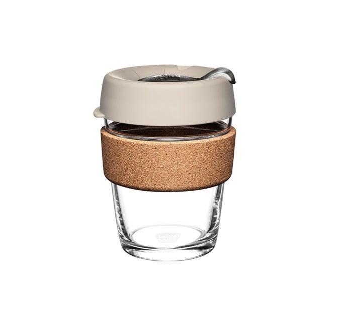 12OZ REUSABLE COFFEE CUP TOUGHENED GLASS CUP NATURAL CORK BAND 12OUNCEMEDIUM FILTER BFIL12