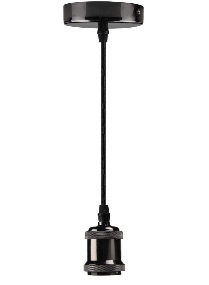 SYOSI Ceiling Pendant & Lamp Holder, Metal Pendant Light Fitting, E27 Lamp Holder, Adjustable Cable Length, Fitting Set with Braided Fabric Cable (Black Chrome)  - Image 3