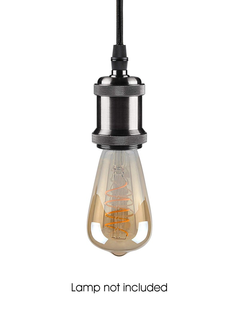 SYOSI Ceiling Pendant & Lamp Holder, Metal Pendant Light Fitting, E27 Lamp Holder, Adjustable Cable Length, Fitting Set with Braided Fabric Cable (Black Chrome)  - Image 4