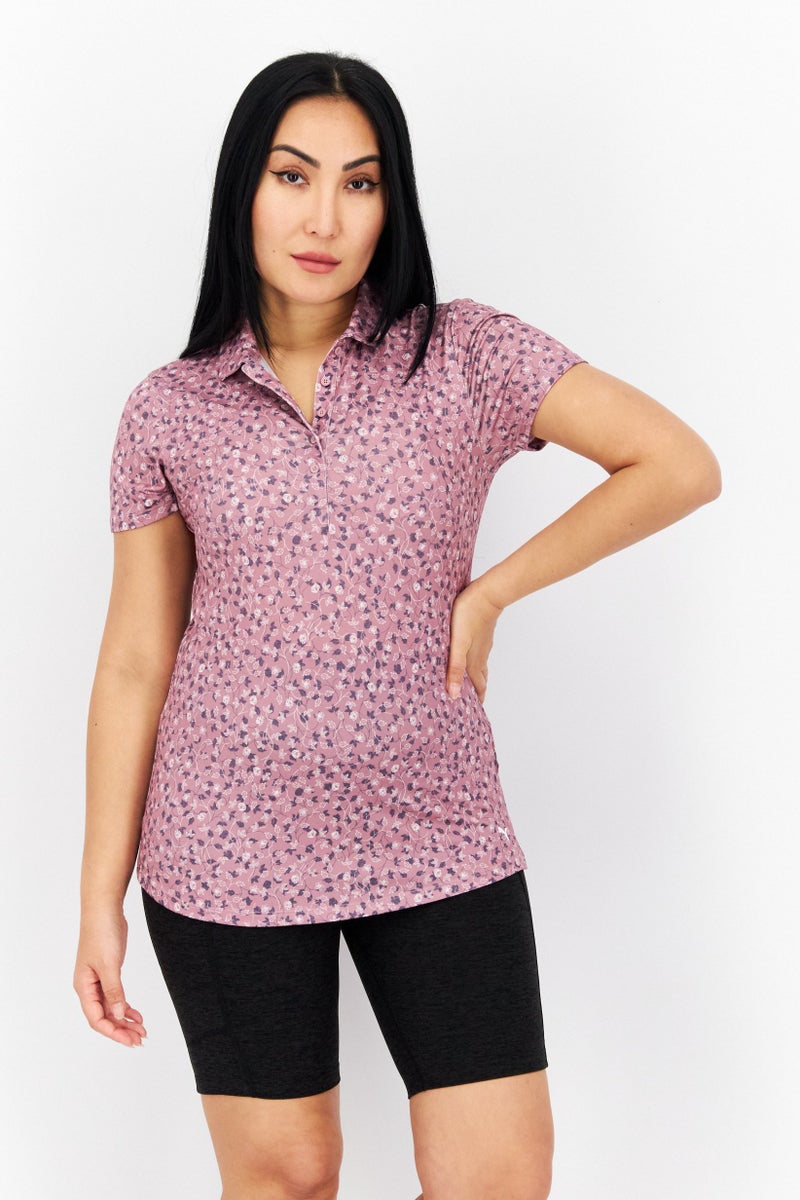 PUMA Women Sportswear Fit Short Sleeve Golf Polo Shirt, Old Rose - Image 1
