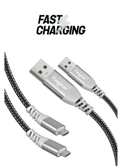 PS4 Micro USB Cable 16ft, 2 Pack Long Braided Fast Charging Data Sync USB to Micro USB 2.0 Cord Compatible for Playstation 4,Xbox One Controller,Galaxy S7/S6,Speaker,Baby Monitor (Black)