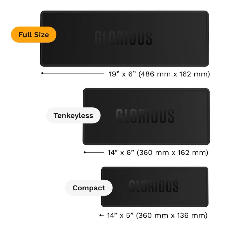 Glorious Gaming Sound Dampening Keyboard Mat - Stitched Edges, Absorbs Keyboard Sounds & Vibrations, Machine Washable, Non-Slip Base, Fits Most Full Size Keybaords, 19.13 x 6.38 x 0.16mm - Black - Image 3