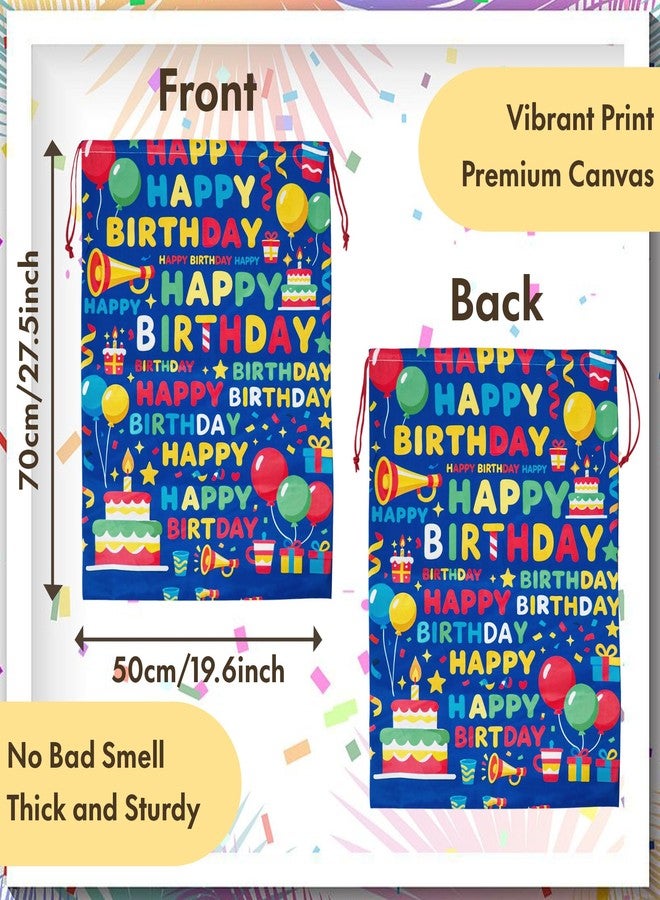 CosInStyle 2 PCS Large Happy Birthday Bags with Drawstring, 27.5x19.5 Inch, Reusable Canvas Storage for Holiday Gifts and Party Favors (StyleE-Birthday-2PCS) - Image 3