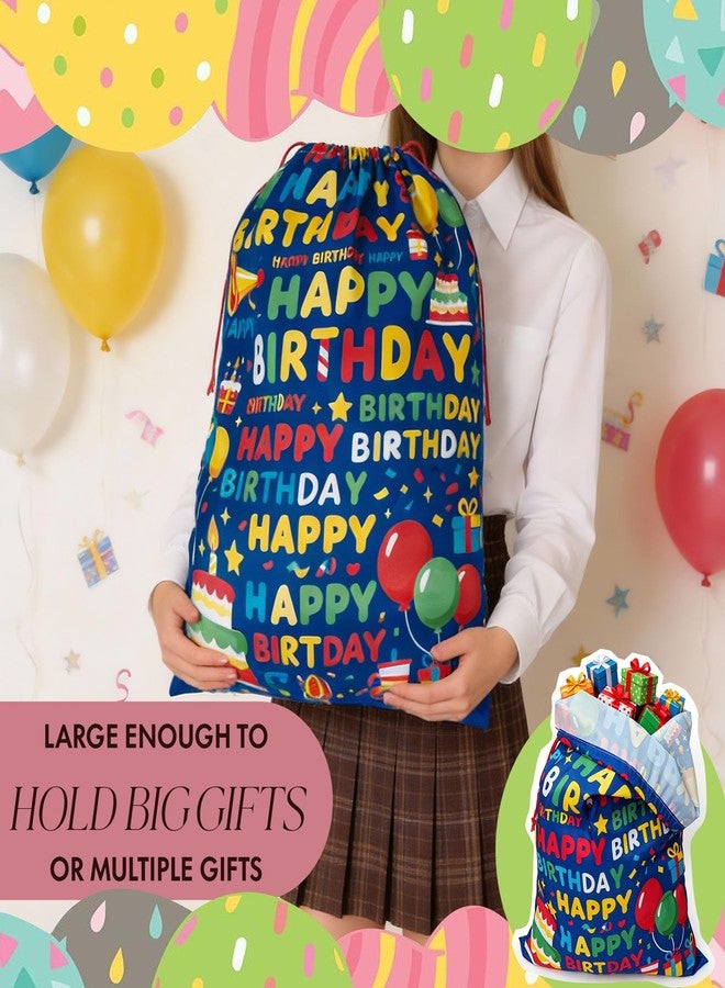 CosInStyle 2 PCS Large Happy Birthday Bags with Drawstring, 27.5x19.5 Inch, Reusable Canvas Storage for Holiday Gifts and Party Favors (StyleE-Birthday-2PCS) - Image 4