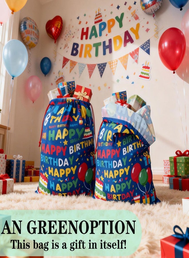 CosInStyle 2 PCS Large Happy Birthday Bags with Drawstring, 27.5x19.5 Inch, Reusable Canvas Storage for Holiday Gifts and Party Favors (StyleE-Birthday-2PCS) - Image 5