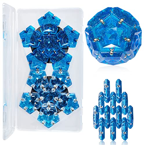 RoomyRoc Magnetic Fidget Sphere Magnets Balls Crystal Diamond Blue Holographic Glitter Magnet Fidgets Toy 12 Piece Set Creativity Beyond Imagination Inspirational Recreational Desk Toys for Adults - Image 1