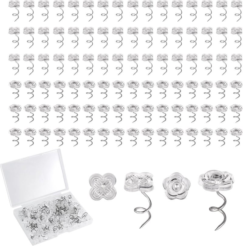 lasuroa 100pcs Bed Skirt Pins, 0.43 Inch Twist Pins with Clear Heads Upholstery Tacks Headliner Pin for Slipcovers and Bedskirts Holders (Four-Leaf Clover, Rose) - Image 1