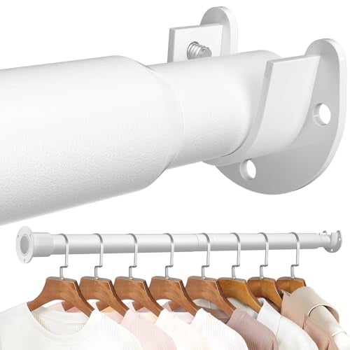 Mavivegue Closet Rod, 17 to 84 Inch Adjustable Closet Rods for Hanging Clothes, White, Hanging Rod for Closet Wardrobes Laundry RV, Bathroom - Image 1