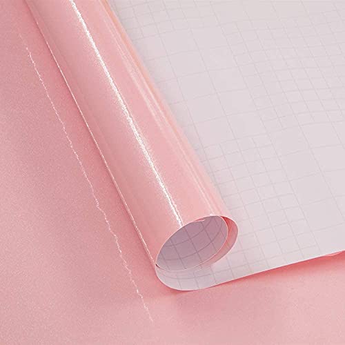WALLTON - Pink Gloss Peel and Stick Self-Adhesive Removable Thicken Waterproof for Kitchen Countertop Cabinet Wardrobe - 16''x''96 Inches, Vinyl - Image 2