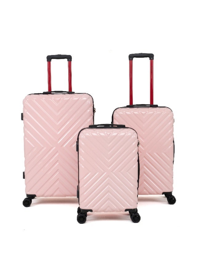 Eagle Express Nexa ABS+PC Hard Trolley Set – 20, 24, 28 Inch – Baby Pink - Image 1
