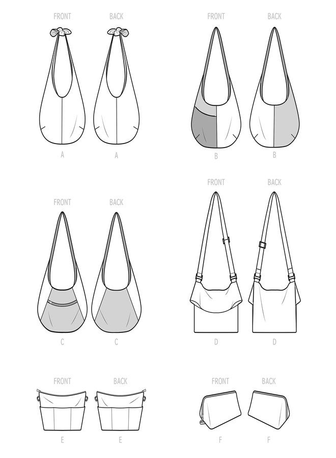 Simplicity Slouch Bag, Purse Organizer and Cosmetic Case Sewing Pattern Kit, Code S9563, One Size, Multicolor - Image 2