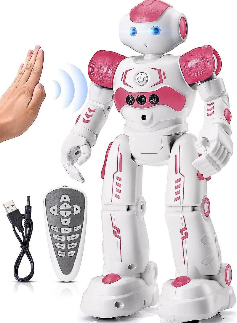Robot Toys for Kids, Gesture & Sensing Remote Control Robot for Age 3 4 5 6 7 8 Year Old Boys Girls Birthday Gift Present (Pink)  - Image 1
