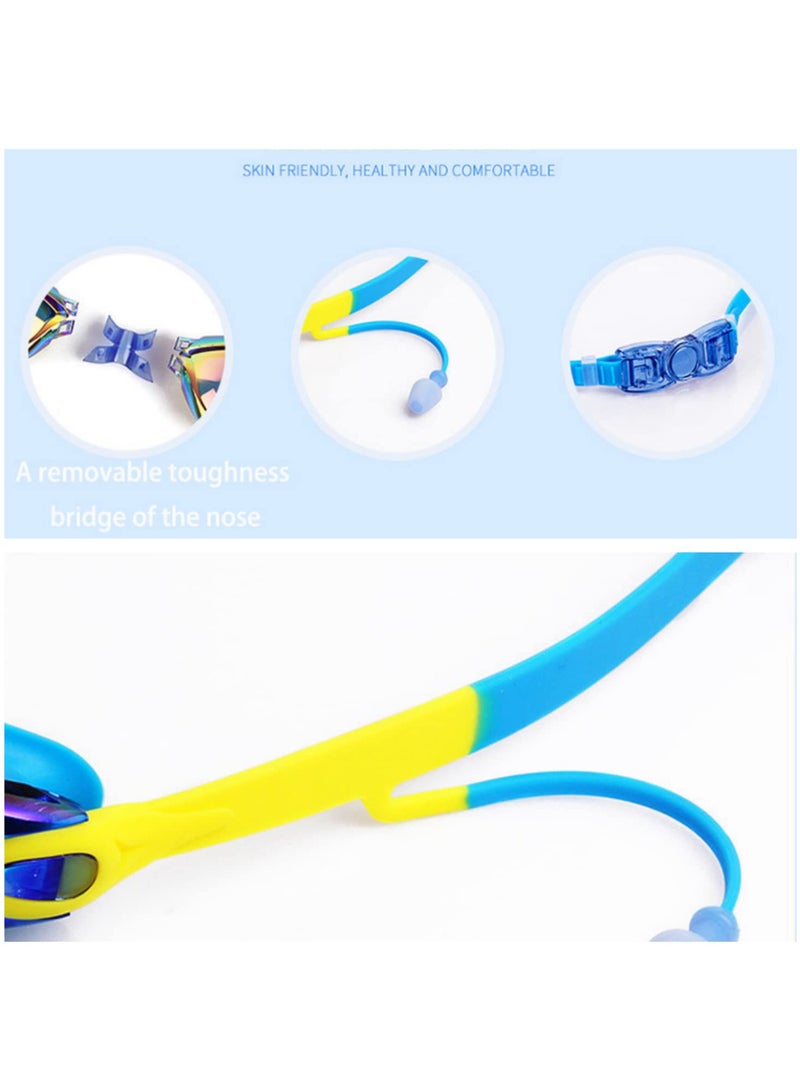 Swim Goggles Set Kids Swimming Goggles for Boys and Girls Adjustable Straps Silicone Eye Seal Leak proof UV Protection and Anti Fog Lenses Swimming Goggles with Ear Plug Nose Clip(Age 4-12) Blue - Image 5