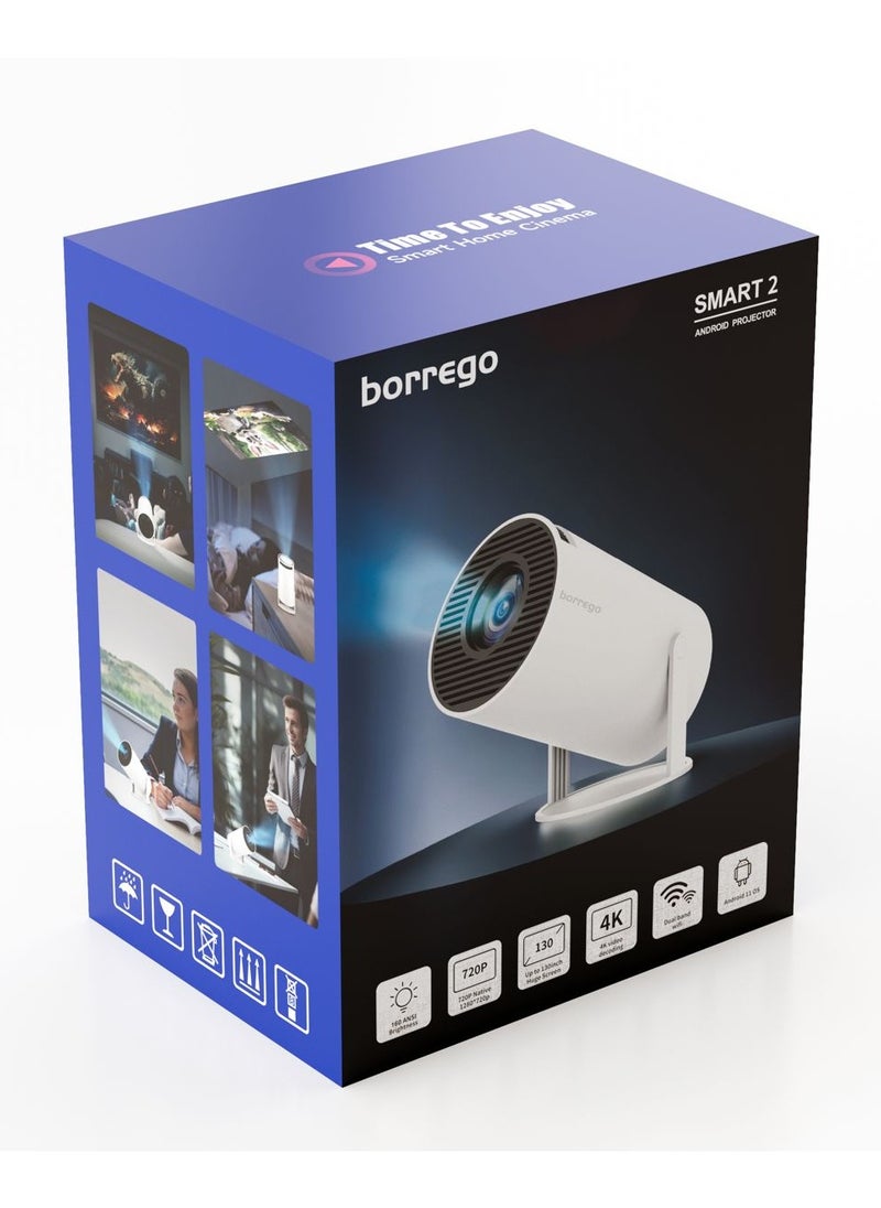 borrego Borrego Smart Mini Projector 4K with 5G WiFi and Bluetooth 5.0  - Image 1