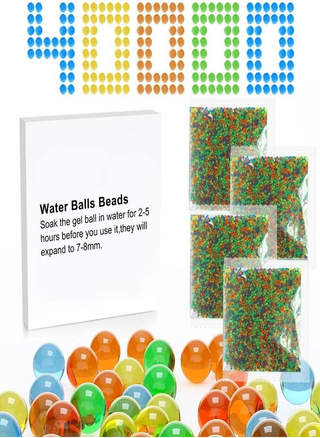 LEDIN - Water Balls Beads Refill Ammo (7-8 mm 4 Pack 10000 Pieces Per Pack) Gel Splater Ball Blaster Bullets Compatible - Image 1