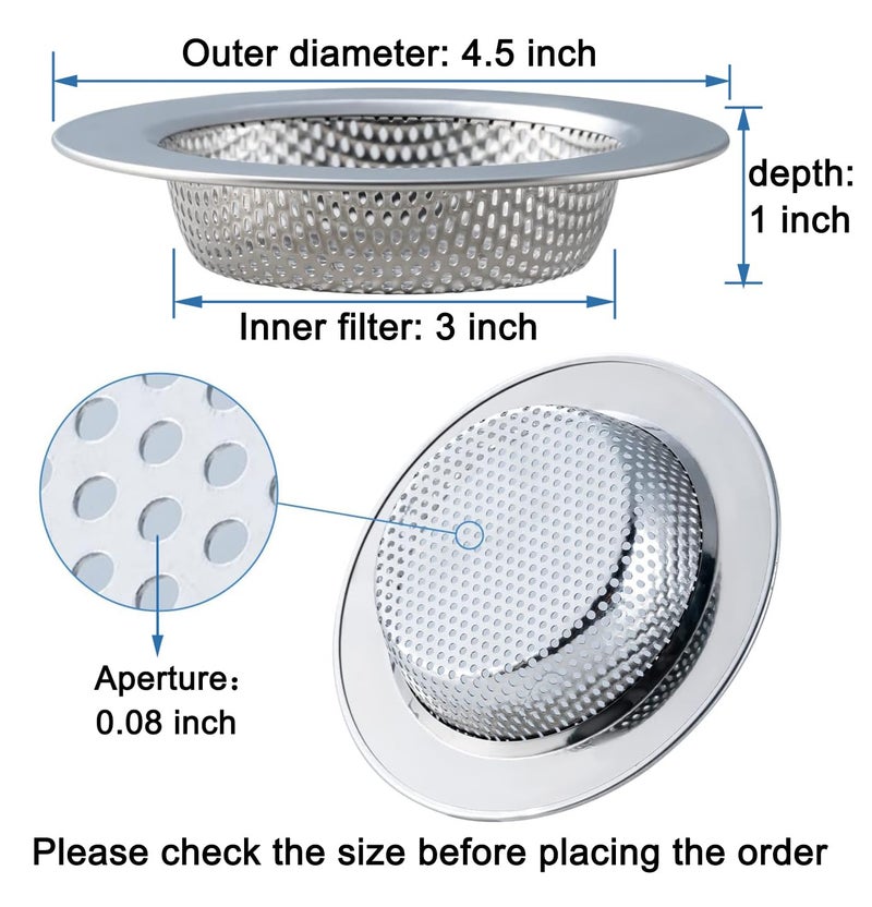 Honmein 3 Pcs Sink Strainer for Most Kitchen Sink Drain Basket, Upgraded Double-Layer Safe Design Kitchen Sink Strainer (Outer Diameter 4.5 Inch) - Image 4
