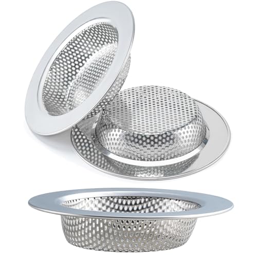 Honmein 3 Pcs Sink Strainer for Most Kitchen Sink Drain Basket, Upgraded Double-Layer Safe Design Kitchen Sink Strainer (Outer Diameter 4.5 Inch) - Image 1