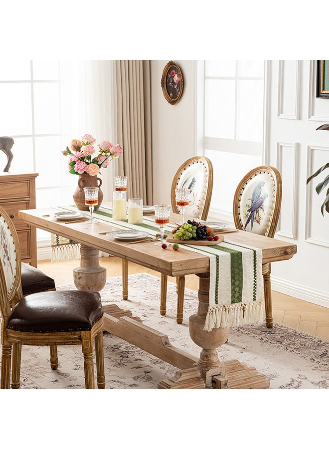 Fancy Homi عداء طاولة ماكرامي بوهيمي أنيق لتزيين المنزل، طراز المزرعة مع خيوط، مثالي للحفلات البوهيمية - 30x183 سم - أخضر موسى - Image 2