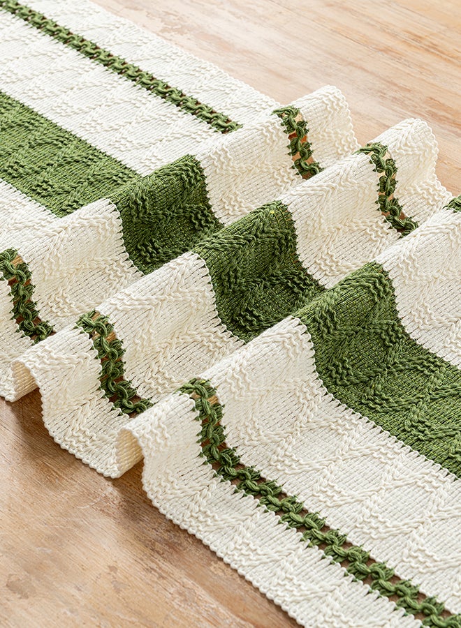 Fancy Homi عداء طاولة ماكرامي بوهيمي أنيق لتزيين المنزل، طراز المزرعة مع خيوط، مثالي للحفلات البوهيمية - 30x183 سم - أخضر موسى - Image 5