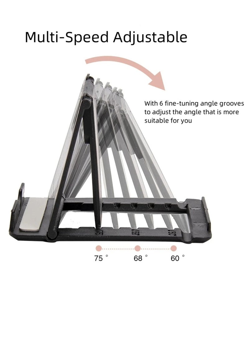 AROAQ Cell Phone Stand, portable and Foldable Desk Phone Holder, Adjustable Angle Smartphone Support Tablet Stand, compact and durable Universal Desk Stand for All Mobile Smart Phone, (Black) - Image 3