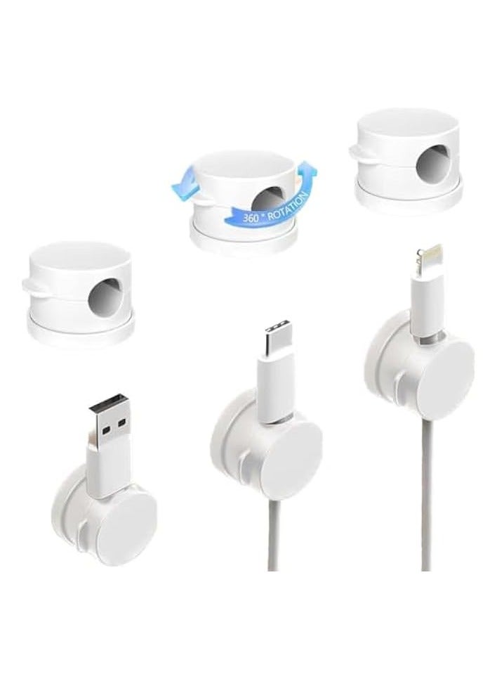 erorex 6PCS Cord Wire Organizers 360 Degree Rotation Desk Cable Management Clip Holder for Data Cables Keeper Clamp with Adhesive - Image 1