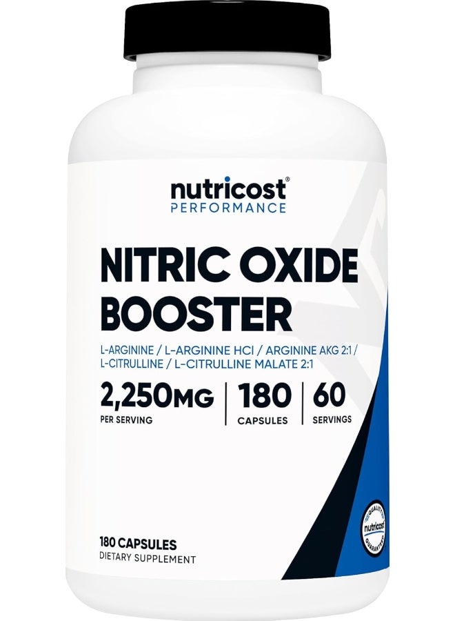 Nutricost Nitric Oxide Booster 750mg, 180 Capsules - Gluten Free and Non-GMO - Image 1