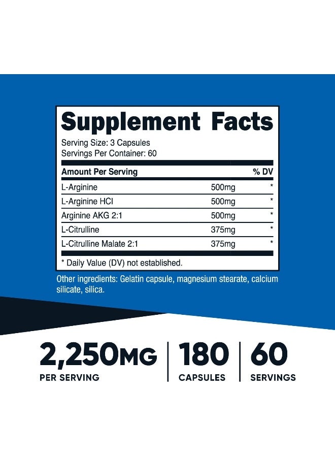 Nutricost Nitric Oxide Booster 750mg, 180 Capsules - Gluten Free and Non-GMO - Image 2