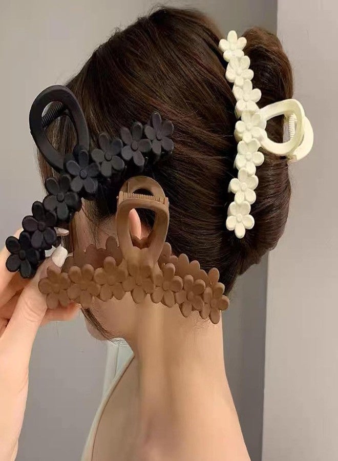 VORSET 3 Pcs VORSET Flower Hair Claw Clip for Women and Girls | Matte Finish Hair Clutcher for Thick & Long Hair | Non-Slip Large Floral Claw Clips for Daily & Party Use - Image 1