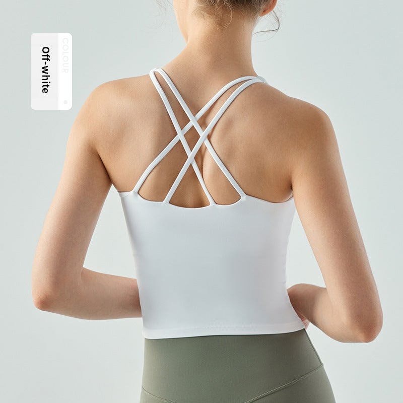 Generic Womens Padded Yoga Tank Top Sleeveless U-Neck Fitness Shirt rice white] 