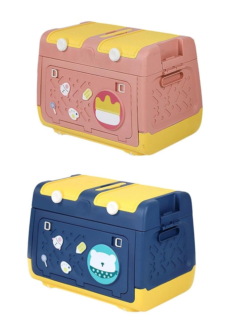 Manful Toy Storage Box with Wheels Multipurpose Portable Storage Case Container Cute for Games Book Puzzles Kids Bedroom Nursery Room  - Image 3