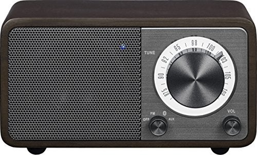 Sangean WR7DK Wood Cabinet Mini Bluetooth Speaker with FM Radio Tuner and Auxin Dark Cherry - Image 1