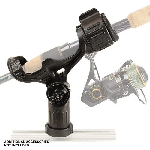 YakAttack Omega Rod Holder | Track Mount Fishing Rod Holder for Kayak & Boat | Compatible with Spinning, Casting, Fly Reels | LockNLoad System | Secure & Adjustable | Kayak Track Mount Accessories - Image 2