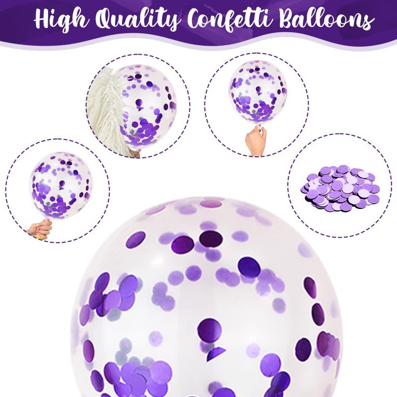Isndare Pastel Pink and Purple Balloons, 12 Inch Metallic Purple Lilac Pink Confetti Balloons Set for Girls Women Kpop Butterfly Birthday Baby Bridal Shower Wedding Princess Disco Music Party Decorations - Image 3