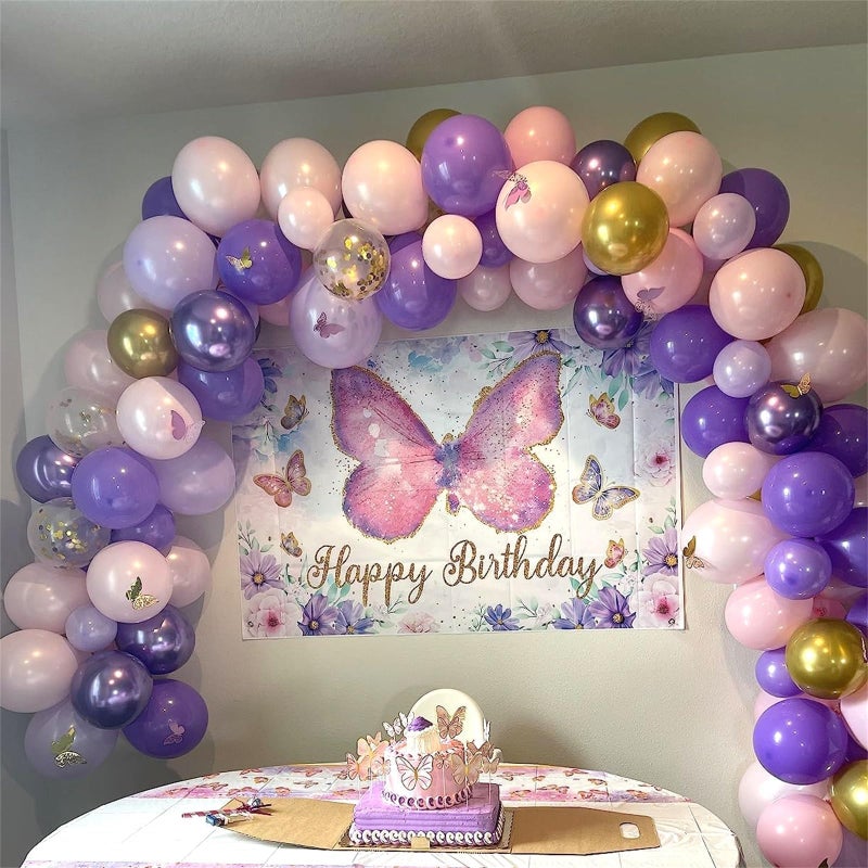 Isndare Pastel Pink and Purple Balloons, 12 Inch Metallic Purple Lilac Pink Confetti Balloons Set for Girls Women Kpop Butterfly Birthday Baby Bridal Shower Wedding Princess Disco Music Party Decorations - Image 5
