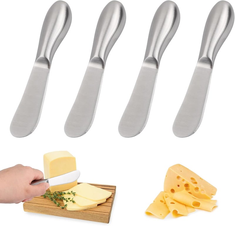 Linwnil Spreader Knife Set4Piece Cheese and Butter Spreader KnivesMini Serving TongsStainless Steel Multipurpose Butter Knives