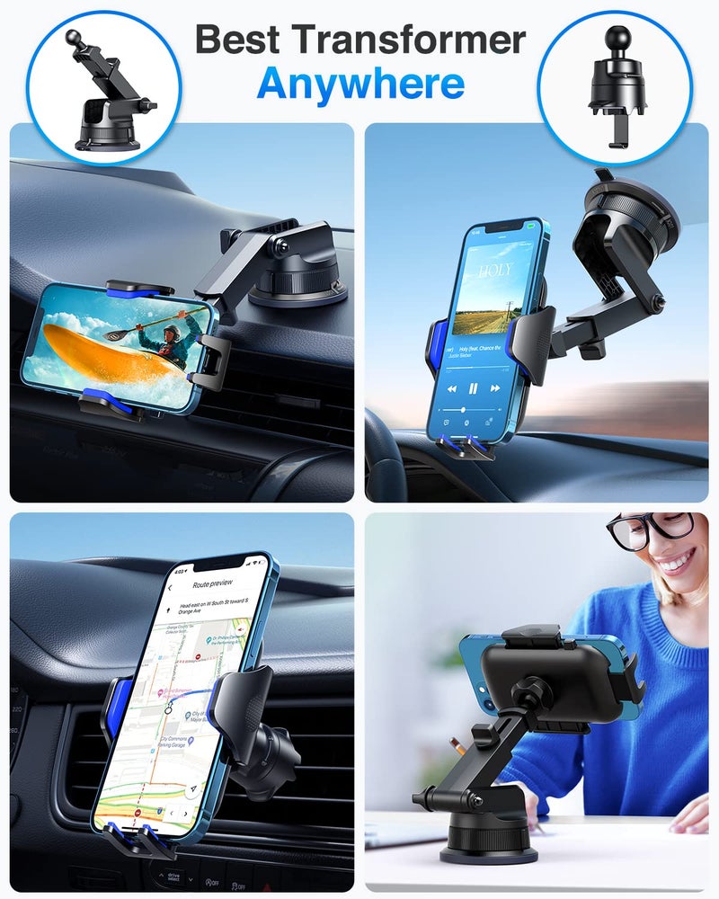 VANMASS [True Military-Grade] Car Phone Holder [Best Suction & Clip] Cell Phone Mount for Dashboard Windshield Vent Truck Cradle Dash Stand for iPhone 15 Pro Max 14 13 12 Android, Blue - Image 3