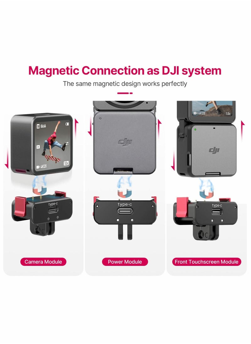 Y&D - Charging Tripod Adapter for DJI Action 2, Fast Magnetic Charger Base, 1/4 Interface Connect to Selfie Stick, Vlogging Accessories 2 Power Combo or Dual-Screen - Image 1