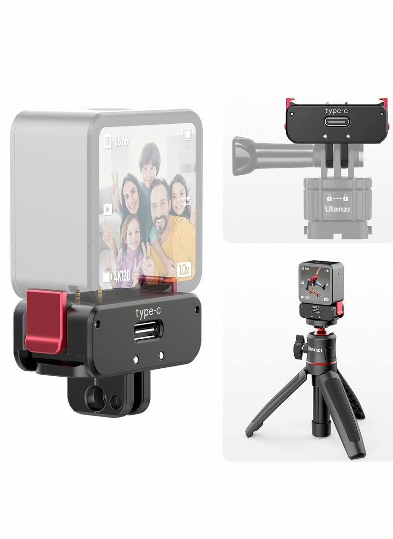 Y&D - Charging Tripod Adapter for DJI Action 2, Fast Magnetic Charger Base, 1/4 Interface Connect to Selfie Stick, Vlogging Accessories 2 Power Combo or Dual-Screen - Image 1