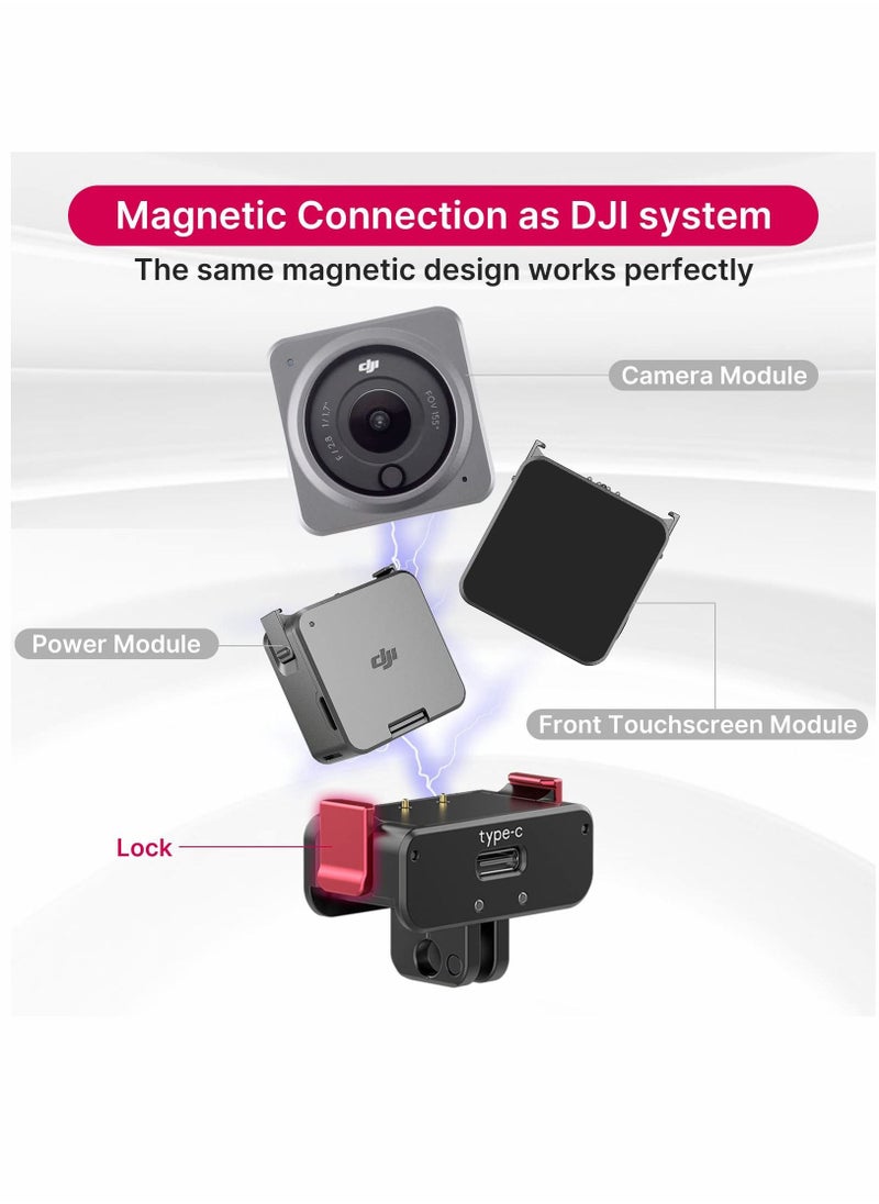 Y&D - Charging Tripod Adapter for DJI Action 2, Fast Magnetic Charger Base, 1/4 Interface Connect to Selfie Stick, Vlogging Accessories 2 Power Combo or Dual-Screen - Image 1