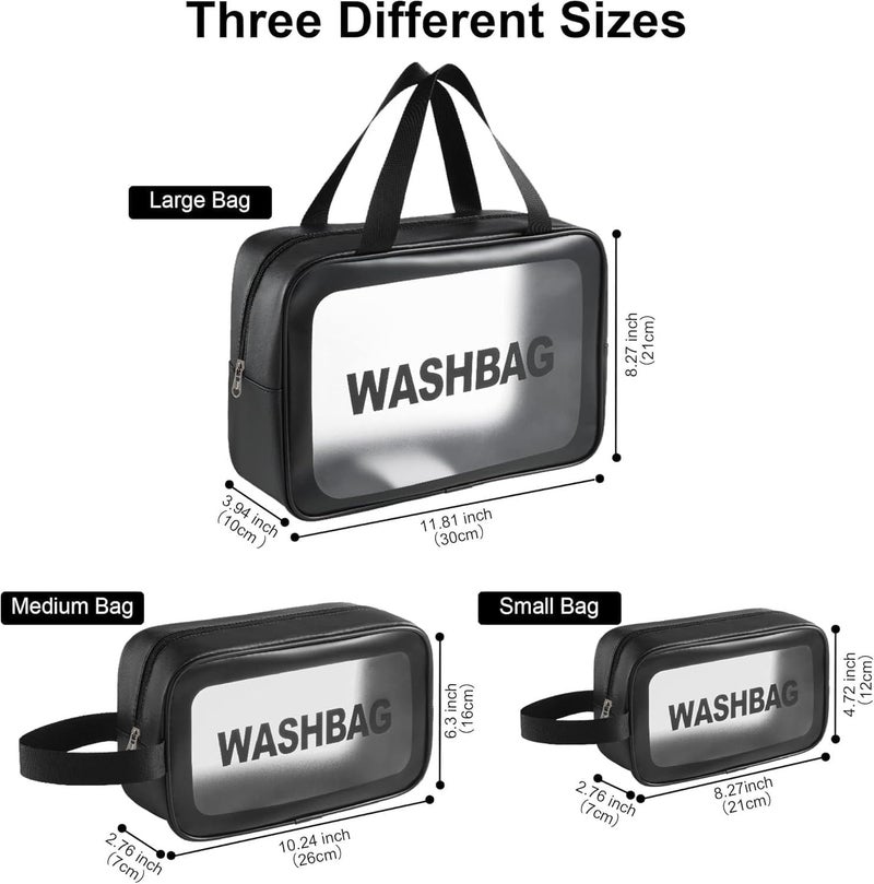 Travel Toiletry Bags Waterproof Cosmetic Organiser with Handle Large Capacity Set of 3 Multicolour - Image 2