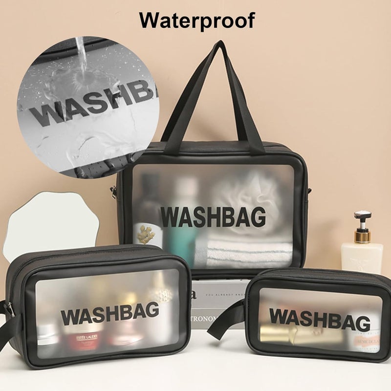 Travel Toiletry Bags Waterproof Cosmetic Organiser with Handle Large Capacity Set of 3 Multicolour - Image 4