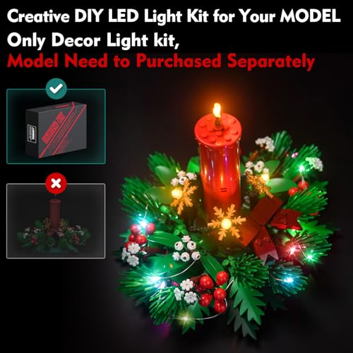 LocoLee مجموعة إضاءة LED LocoLee متوافقة مع ديكور طاولة عيد الميلاد LEGO 40743 مجموعة إضاءة إبداعية ملحقات متوافقة مع ديكور طاولة عيد الميلاد LEGO 40743 بدون نماذج فقط إضاءة - Image 5