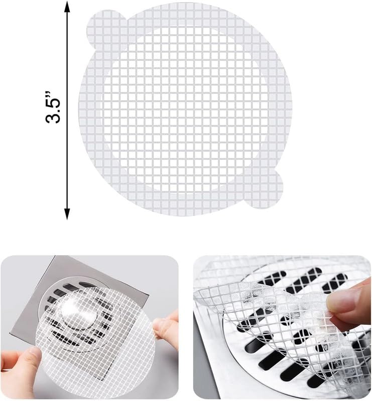 Dkriva مصفاة حوض المطبخ Dkriva®، جهاز التقاط الشعر في الدش القابل للتخلص منه، ملصقات شبكية مقاومة للماء للحمام، أساسيات المطبخ، جهاز التقاط الشعر، 10 قطع، أبيض - Image 2