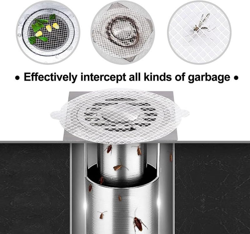 Dkriva مصفاة حوض المطبخ Dkriva®، جهاز التقاط الشعر في الدش القابل للتخلص منه، ملصقات شبكية مقاومة للماء للحمام، أساسيات المطبخ، جهاز التقاط الشعر، 10 قطع، أبيض - Image 3