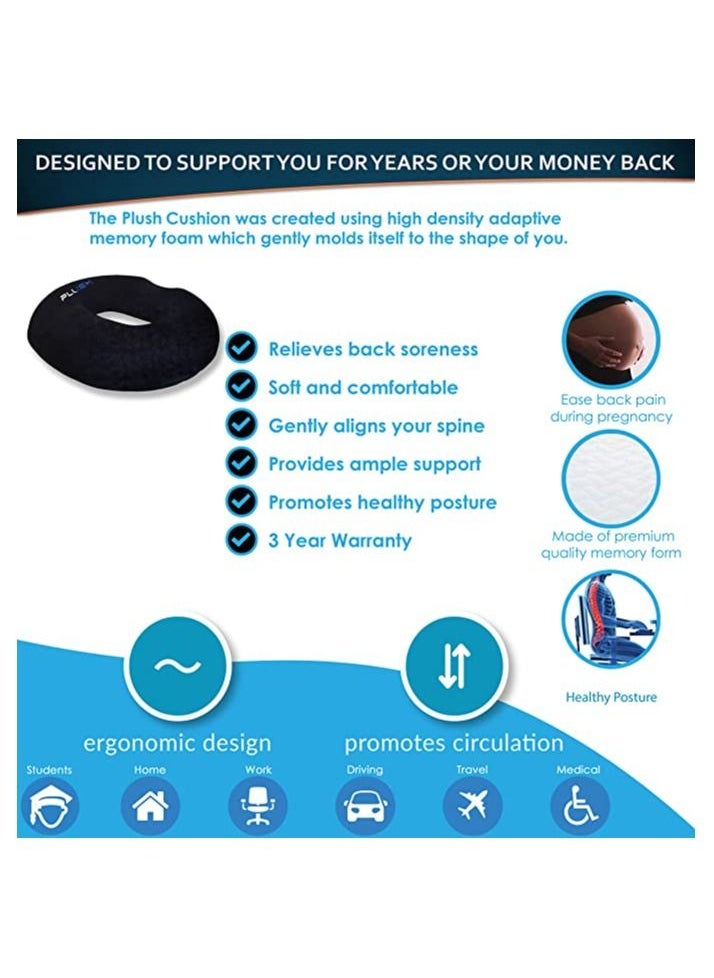 Plush Creative Planet Plush Donut Seat Cushion for Office Chair, Memory Foam Pillow for Tailbone Hemorrhoids, Sores, Prostate,  Sciatica, Pregnancy, Post Natal, Ischial Bursitis Tuberosity  (Basic)  - Image 5
