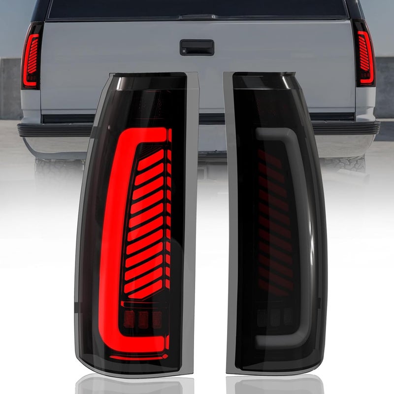 SINYATO INDUST Full LED Tail Light Assembly for 1988-1998 Chevy Silverado - Smoked Black - Image 1