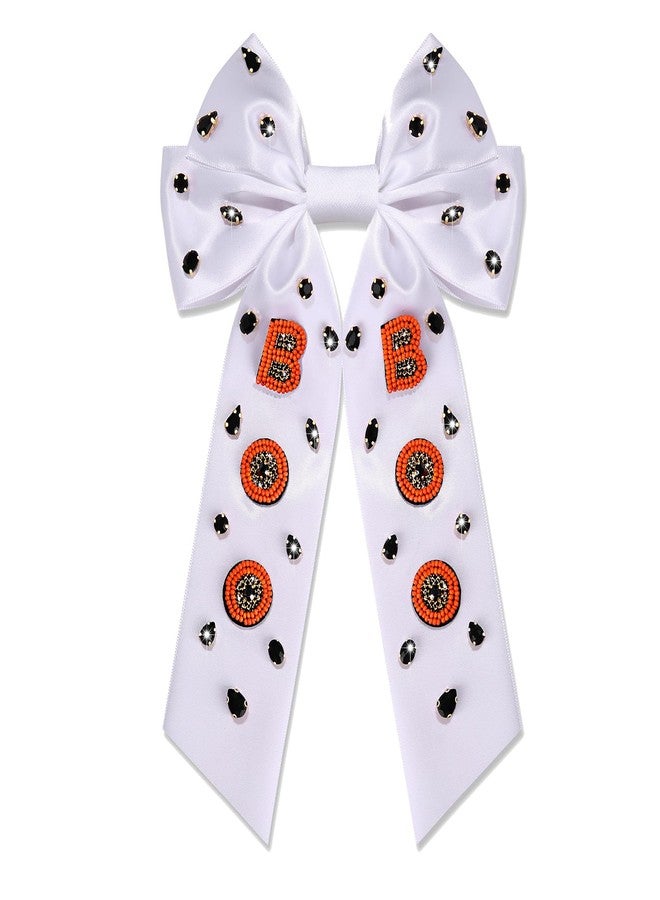 CEALXHENY Halloween Hair Bows Boo Hair Bow Clips for Women Jeweled Halloween Cheer Bows Big Ribbon Hair Bows Barrettes Halloween Hair Clips Boo Accessories Halloween Outfits Party Favors (Pattern A2) - Image 1